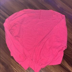 women's cropped cut off ribbed hot pink sweatshirt
